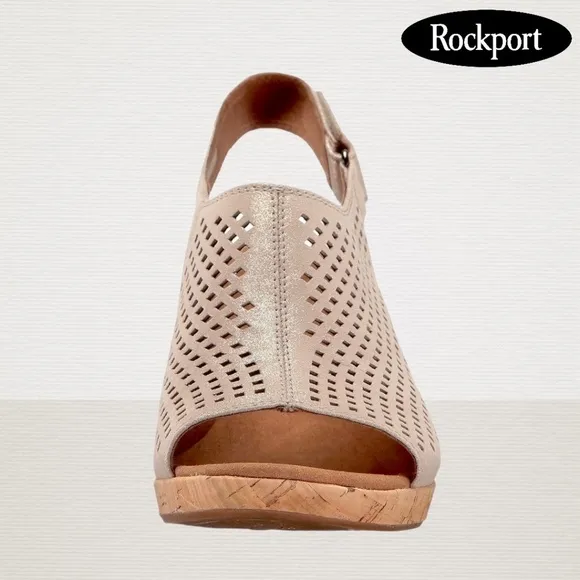ROCKPORT Women's Briah Perf Sling Leather Wedges