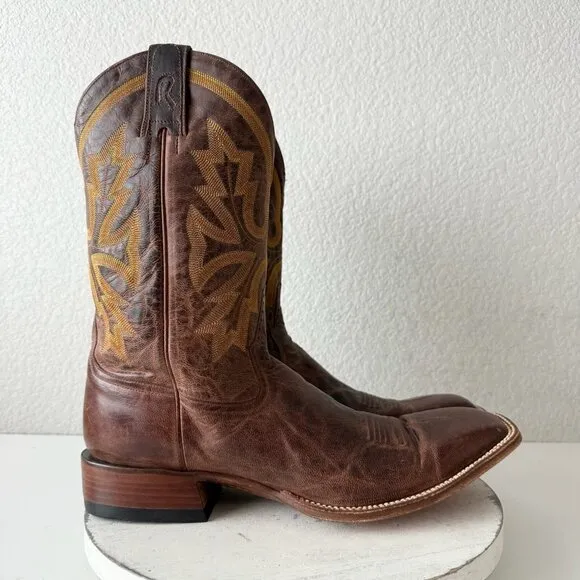 Rod Patrick Mens Cowboy Boots 14.5A Perro Loca Brown Leather Western Square Toe