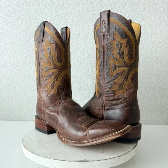 Rod Patrick Mens Cowboy Boots 14.5A Perro Loca Brown Leather Western Square Toe