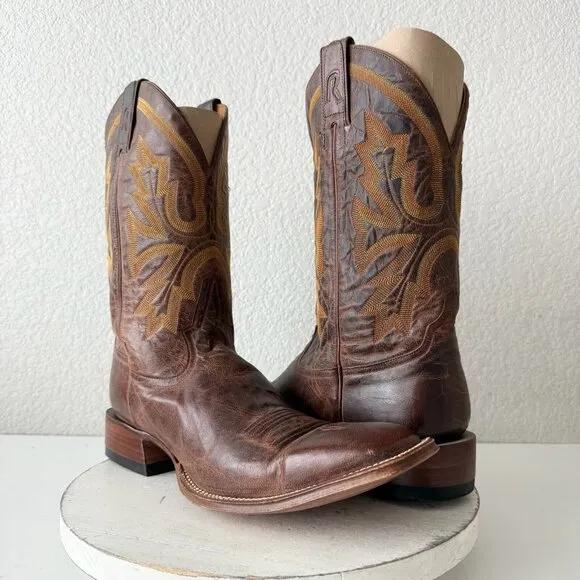 Rod Patrick Mens Cowboy Boots 14.5A Perro Loca Brown Leather Western Square Toe