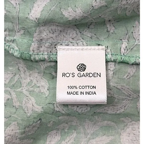 Ro's Garden Sasha Midi Dress Green Floral Tiered Ruffle Hi Low Hem Size XS