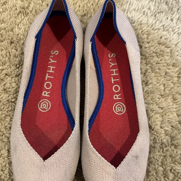 Rothy's &quot;THE POINT&quot; Blush Pink Knit Pointed Toe Flats Women Sz 7 Ballet Shoes