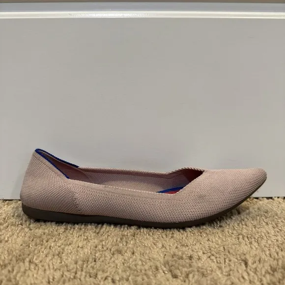 Rothy's &quot;THE POINT&quot; Blush Pink Knit Pointed Toe Flats Women Sz 7 Ballet Shoes