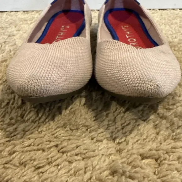 Rothy's &quot;THE POINT&quot; Blush Pink Knit Pointed Toe Flats Women Sz 7 Ballet Shoes