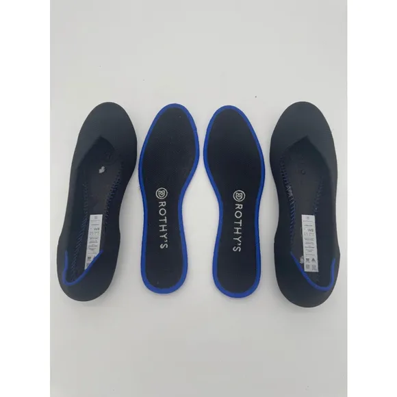 Rothy's Ballet Flats Size 8 Black with Blue Trim