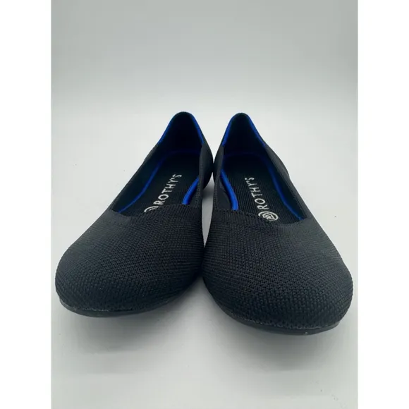 Rothy's Ballet Flats Size 8 Black with Blue Trim