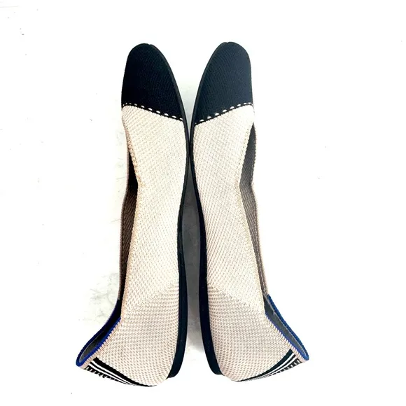 Rothy’s Black &amp; Tan Round Toe Flats Shoes Size 9.5