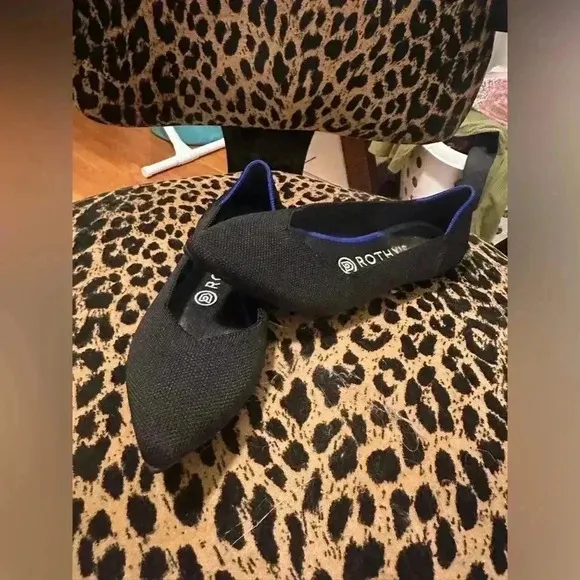 Rothy's Black Blue Pointed Toe Ballet Flats
