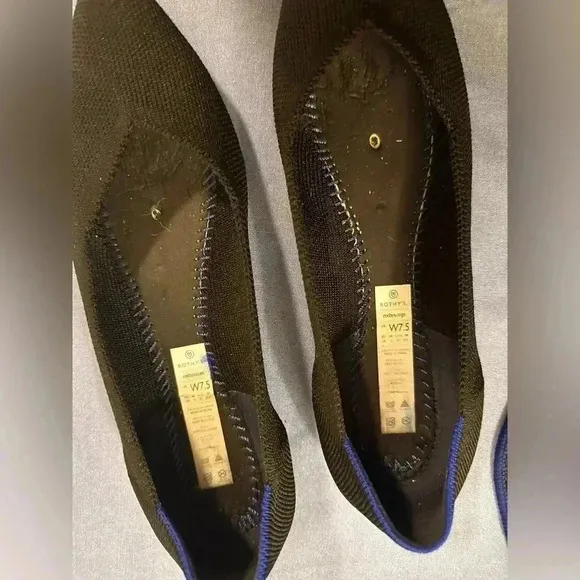 Rothy's Black Blue Pointed Toe Ballet Flats