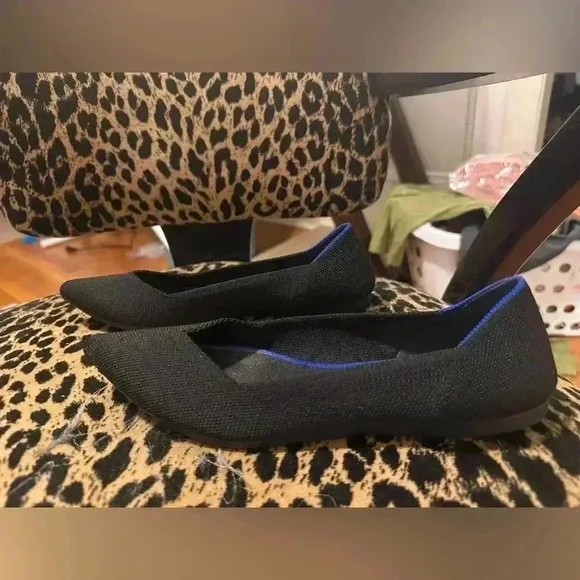 Rothy's Black Blue Pointed Toe Ballet Flats