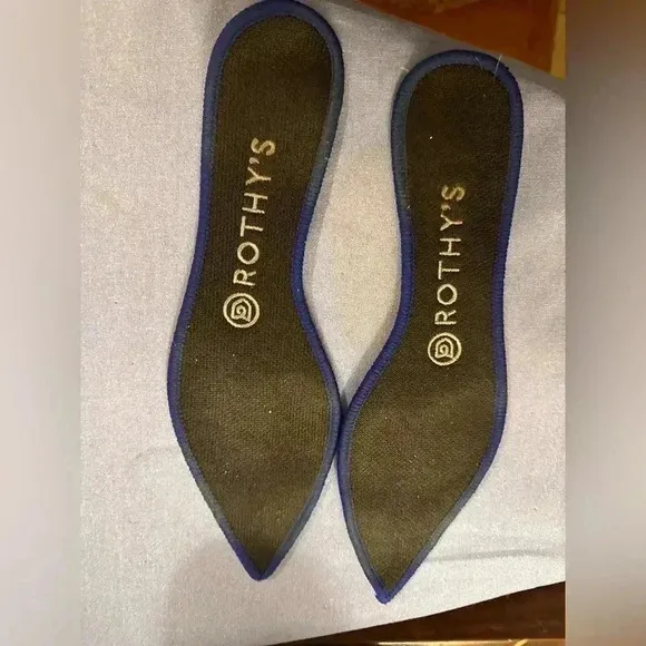 Rothy's Black Blue Pointed Toe Ballet Flats