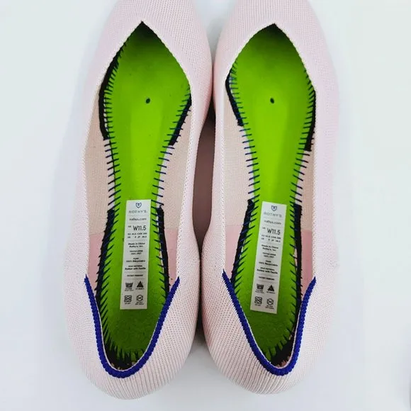 Rothys Blush Pink The Point 11.5 Pointed Toe Flats Knit Retired Slip On Comfort