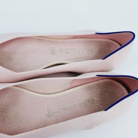 Rothys Blush Pink The Point 11.5 Pointed Toe Flats Knit Retired Slip On Comfort