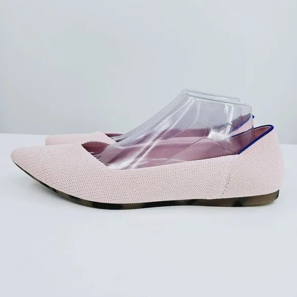 Rothys Blush Pink The Point 11.5 Pointed Toe Flats Knit Retired Slip On Comfort