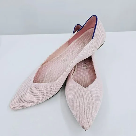 Rothys Blush Pink The Point 11.5 Pointed Toe Flats Knit Retired Slip On Comfort