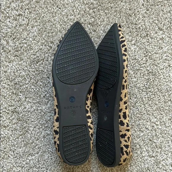 Rothy's Brown and Black Flats with Animal Print