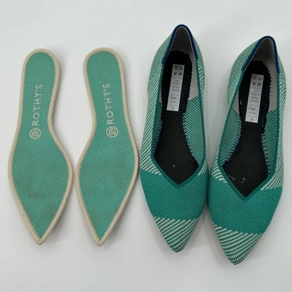 Rothy’s Calypso Stripe Point Pointed Toe Flats Shoes Size 9.5