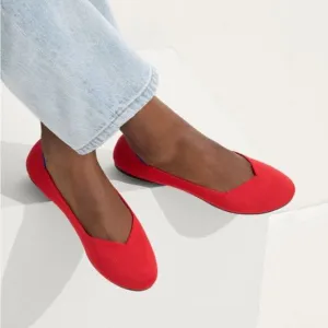 Rothy's Casual Slip On Soft Flexible Round Toe Knit Ballet Flats Bright Red 8.5