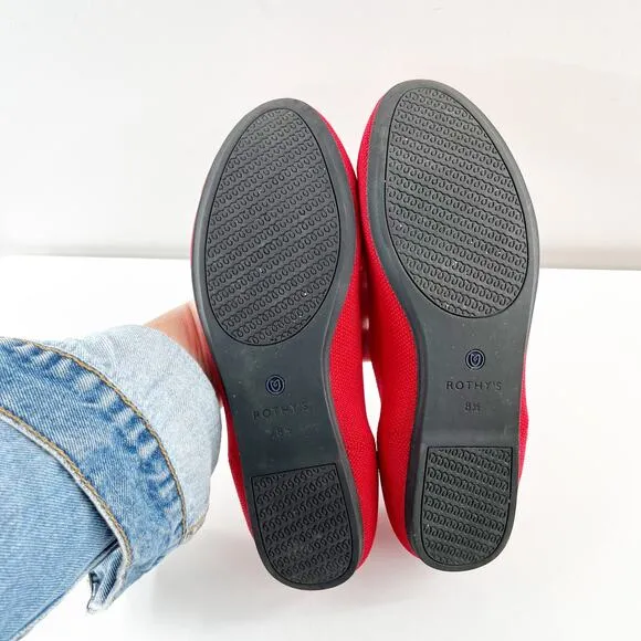 Rothy's Casual Slip On Soft Flexible Round Toe Knit Ballet Flats Bright Red 8.5