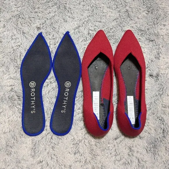Rothys Chili Red The Point Ballet Flats Size 8.5