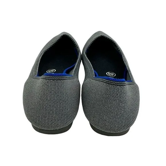Rothy's Cloud Grey Pointed Toe Knit Fabric Slip On Comfortable Ballet Flats