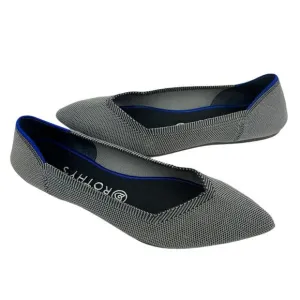 Rothy's Cloud Grey Pointed Toe Knit Fabric Slip On Comfortable Ballet Flats