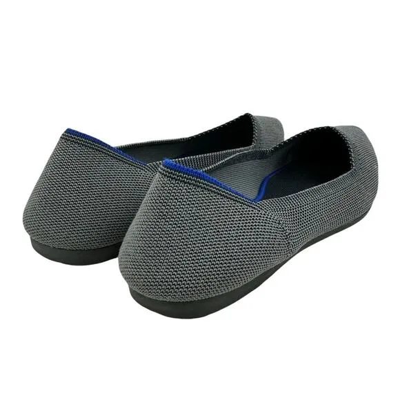 Rothy's Cloud Grey Pointed Toe Knit Fabric Slip On Comfortable Ballet Flats