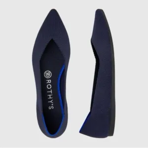 Rothy's Dark Navy Blue Pointed Toe Slip-on Knit Ballet Flats size 7