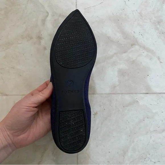 Rothy's Dark Navy Blue Pointed Toe Slip-on Knit Ballet Flats size 7