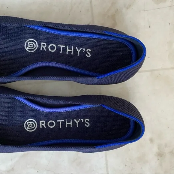Rothy's Dark Navy Blue Pointed Toe Slip-on Knit Ballet Flats size 7