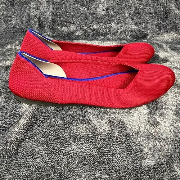 Rothy's Flats Women's 7.5 Red Round Toe Slip-On Knit Shoes