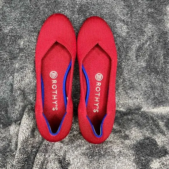 Rothy's Flats Women's 7.5 Red Round Toe Slip-On Knit Shoes