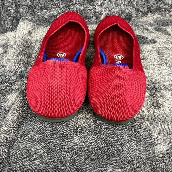 Rothy's Flats Women's 7.5 Red Round Toe Slip-On Knit Shoes