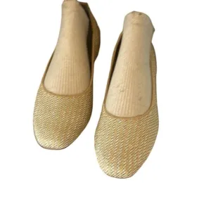 Rothy’s Gold Silver Striped Metallic Comfort Slip On Ballerina Flats 9