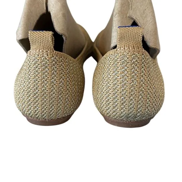 Rothy’s Gold Silver Striped Metallic Comfort Slip On Ballerina Flats 9