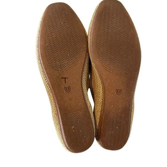 Rothy’s Gold Silver Striped Metallic Comfort Slip On Ballerina Flats 9