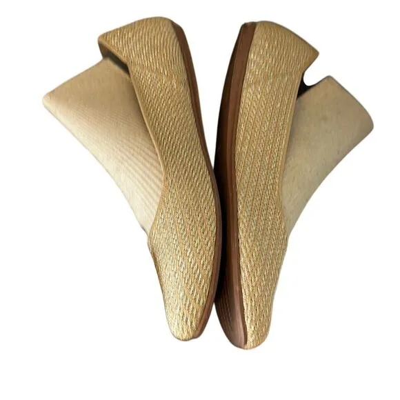 Rothy’s Gold Silver Striped Metallic Comfort Slip On Ballerina Flats 9