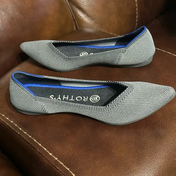 Rothy's Gray The Point Women's Flats| Color: Cloud Gray Birdseye  - Size 6W