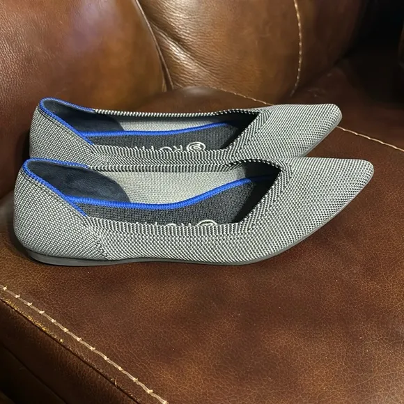 Rothy's Gray The Point Women's Flats| Color: Cloud Gray Birdseye  - Size 6W