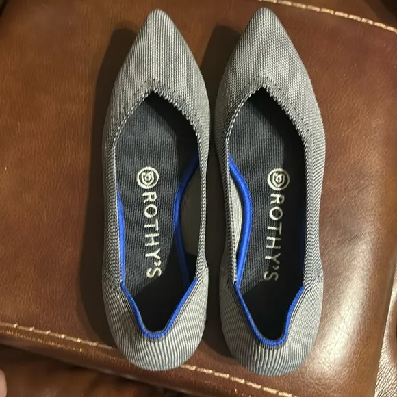 Rothy's Gray The Point Women's Flats| Color: Cloud Gray Birdseye  - Size 6W