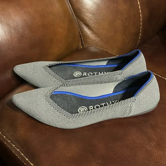Rothy's Gray The Point Women's Flats| Color: Cloud Gray Birdseye  - Size 6W