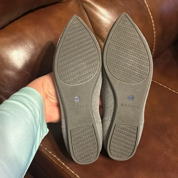 Rothy's Gray The Point Women's Flats| Color: Cloud Gray Birdseye  - Size 6W