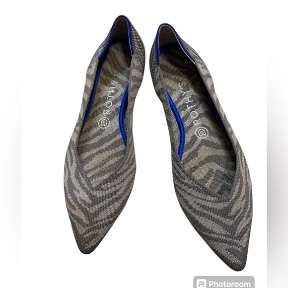 Rothy’s | Gray zebra print pointed flats size 9.5