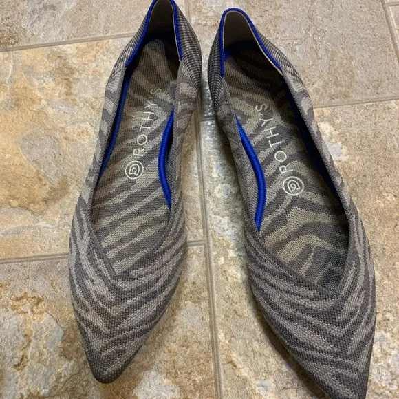 Rothy’s | Gray zebra print pointed flats size 9.5