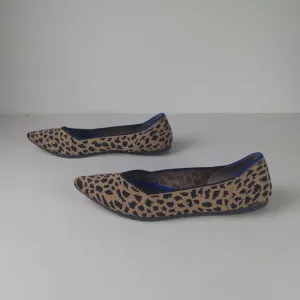Rothys leopard print pointed toe flats retired print size 6M tan/black