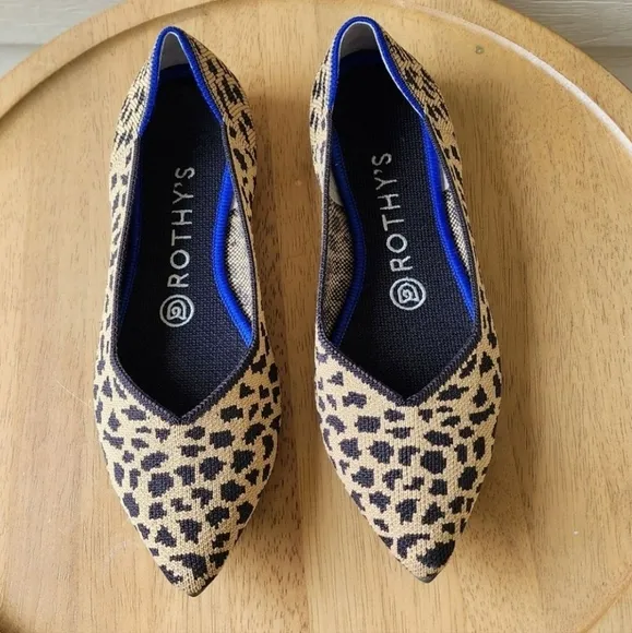 Rothy's leopard print pointed toe flats
