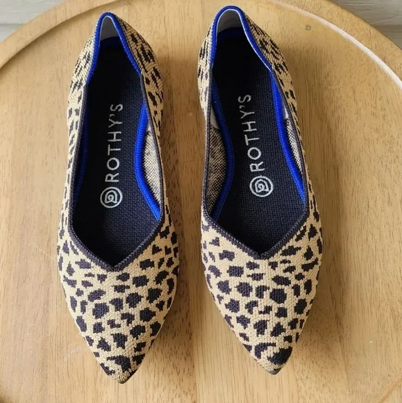 Rothy's leopard print pointed toe flats