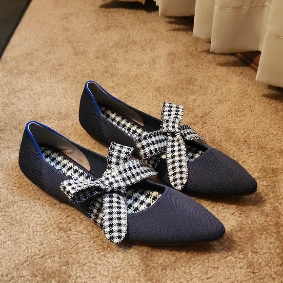 Rothy's Mary Jane Ink Gingham Flats