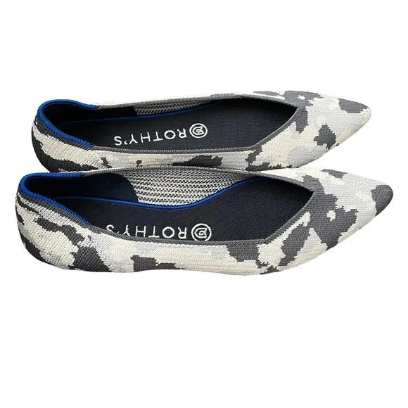Rothy’s Pointed Flats Size 9 Camo The Point Ash Grey Retired