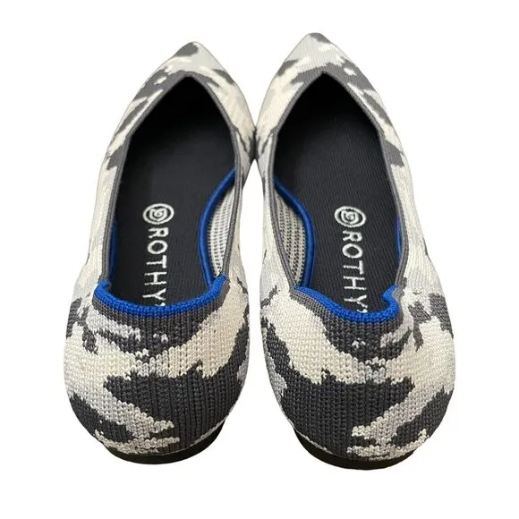 Rothy’s Pointed Flats Size 9 Camo The Point Ash Grey Retired